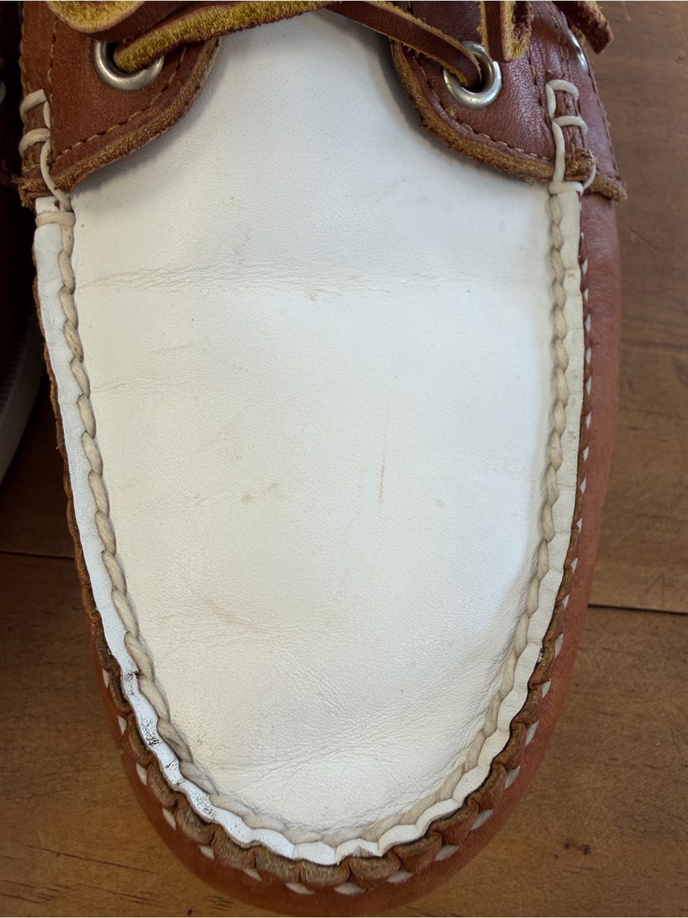 Ralph Lauren Brown and White Leather Boat Shoes - Picture 6 of 7